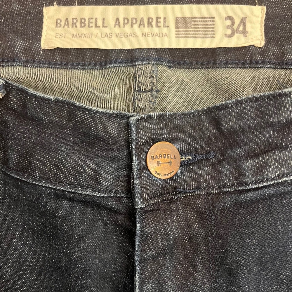 Barbell Apparel Athletic Fit Jeans Mens 34 Dark Wash Stretch Performance Denim